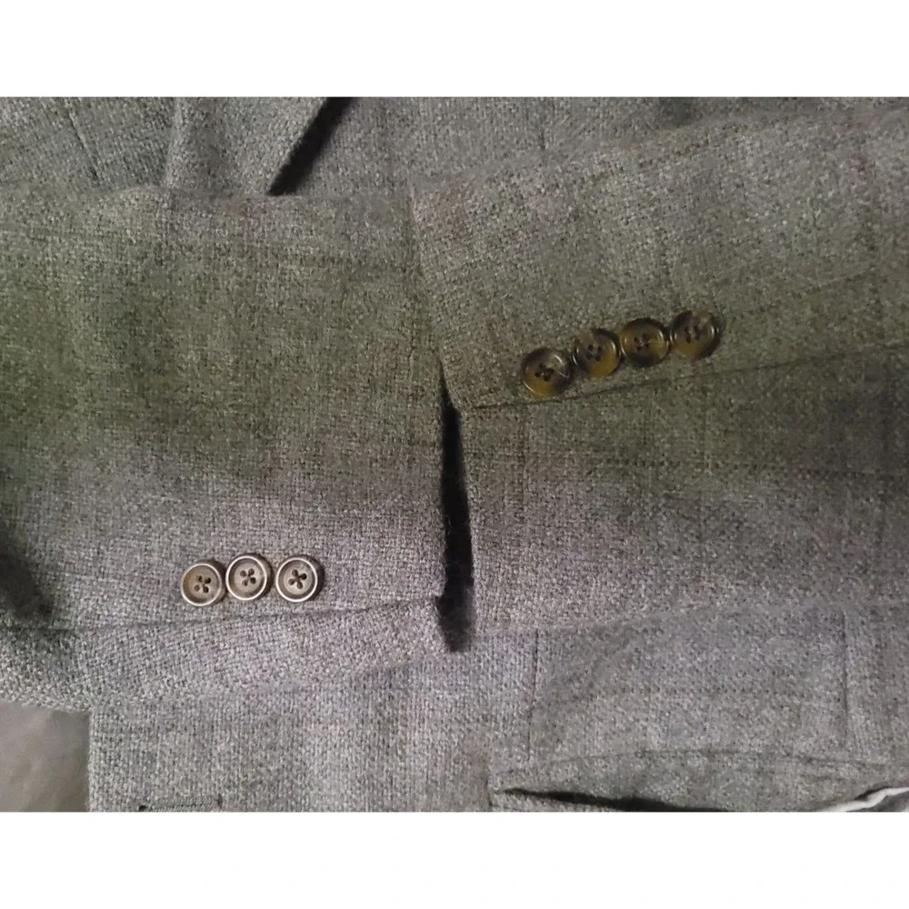 Vtg Chaps Ralph Lauren Alpaca & Wool Gray Windowpane Sport Coat‎ Jacket 42R